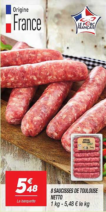 8 SAUCISSES DE TOULOUSE NETTO