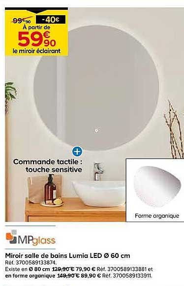 À partir de 59€90 le miroir éclairant
