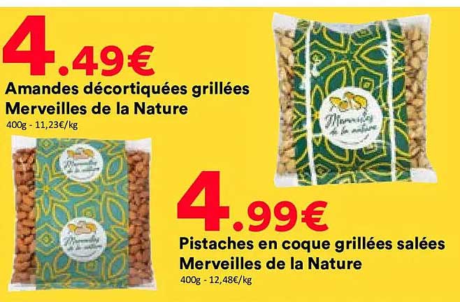 Amandes décortiquées grillées Merveilles de la Nature