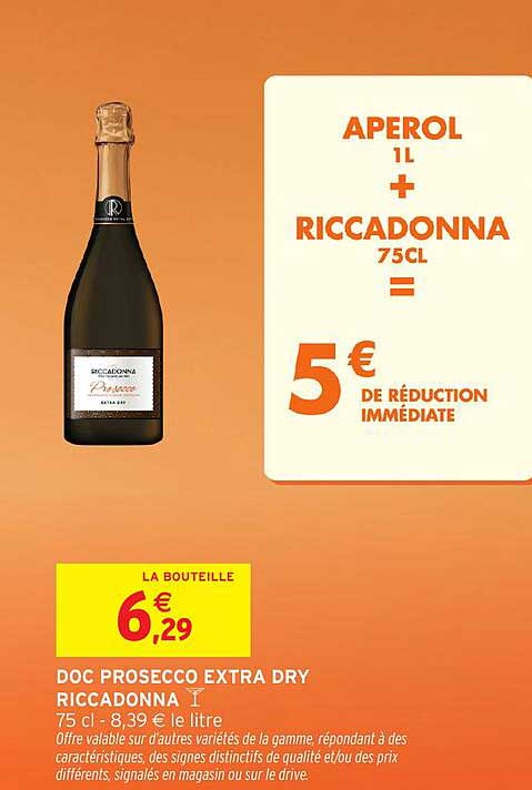 APEROL 1L + RICCADONNA 75CL = 5 € DE RÉDUCTION IMMÉDIATE