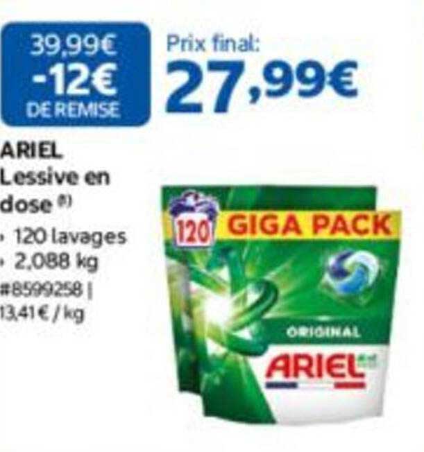 ARIEL Lessive en dose 120 lavages GIGA PACK