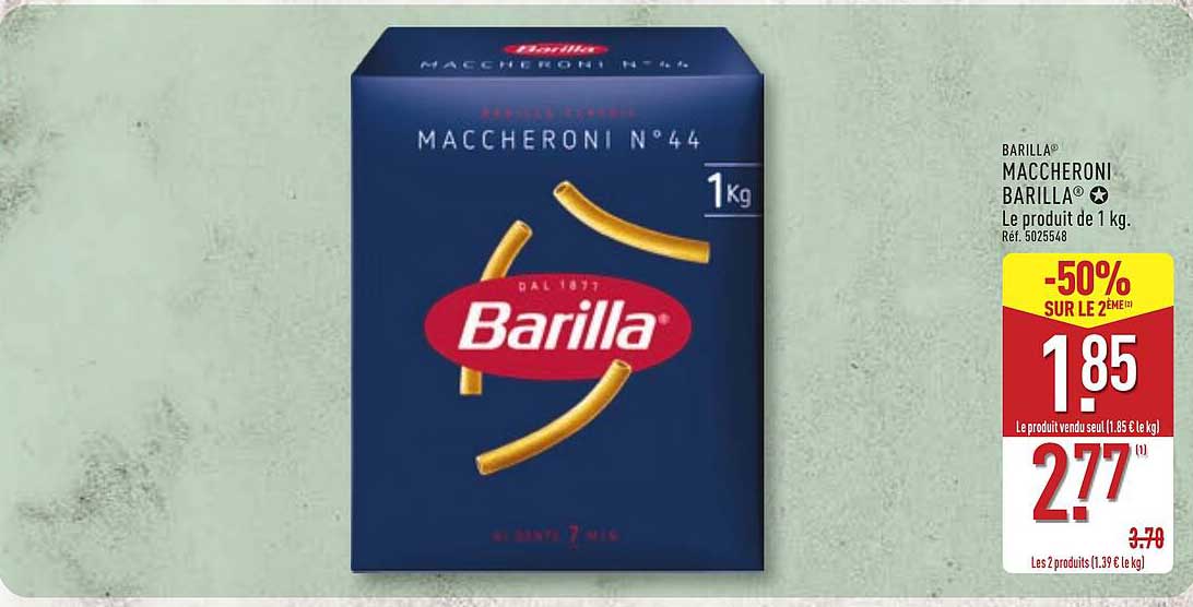 BARILLA® MACCHERONI BARILLA® Le produit de 1 kg.