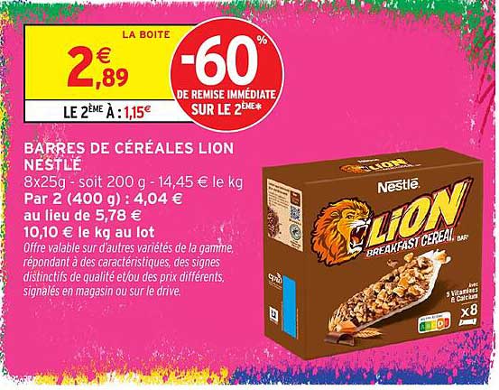 BARRES DE CÉRÉALES LION NESTLÉ