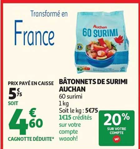 BÂTONNETS DE SURIMI AUCHAN