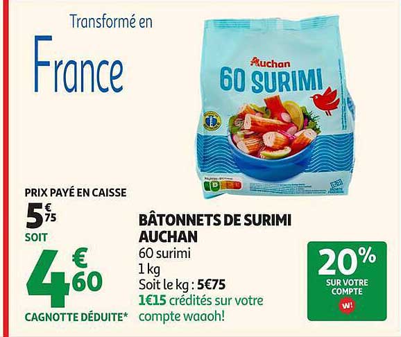 BÂTONNETS DE SURIMI AUCHAN