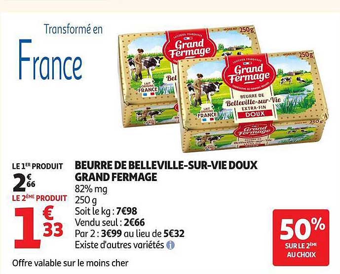 BEURRE DE BELLEVILLE-SUR-VIE DOUX GRAND FERMAGE