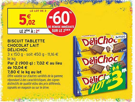 BISCUIT TABLETTE CHOCOLAT LAIT DÉLICHOC