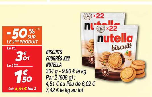 BISCUITS FOURRÉS X22 NUTELLA