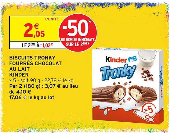 BISCUITS TRONKY FOURRÉS CHOCOLAT AU LAIT KINDER