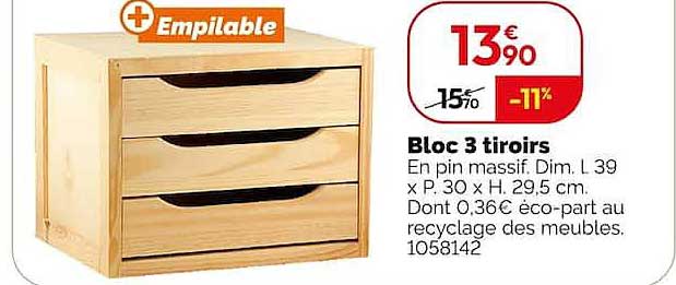 Bloc 3 tiroirs