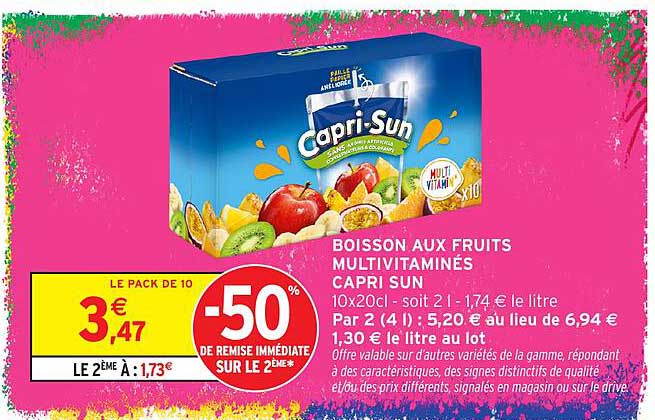 BOISSON AUX FRUITS MULTIVITAMINÉS CAPRI SUN