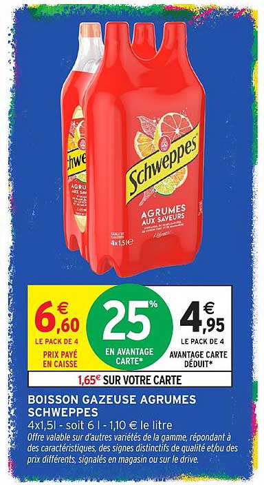 BOISSON GAZEUSE AGRUMES SCHWEPPES