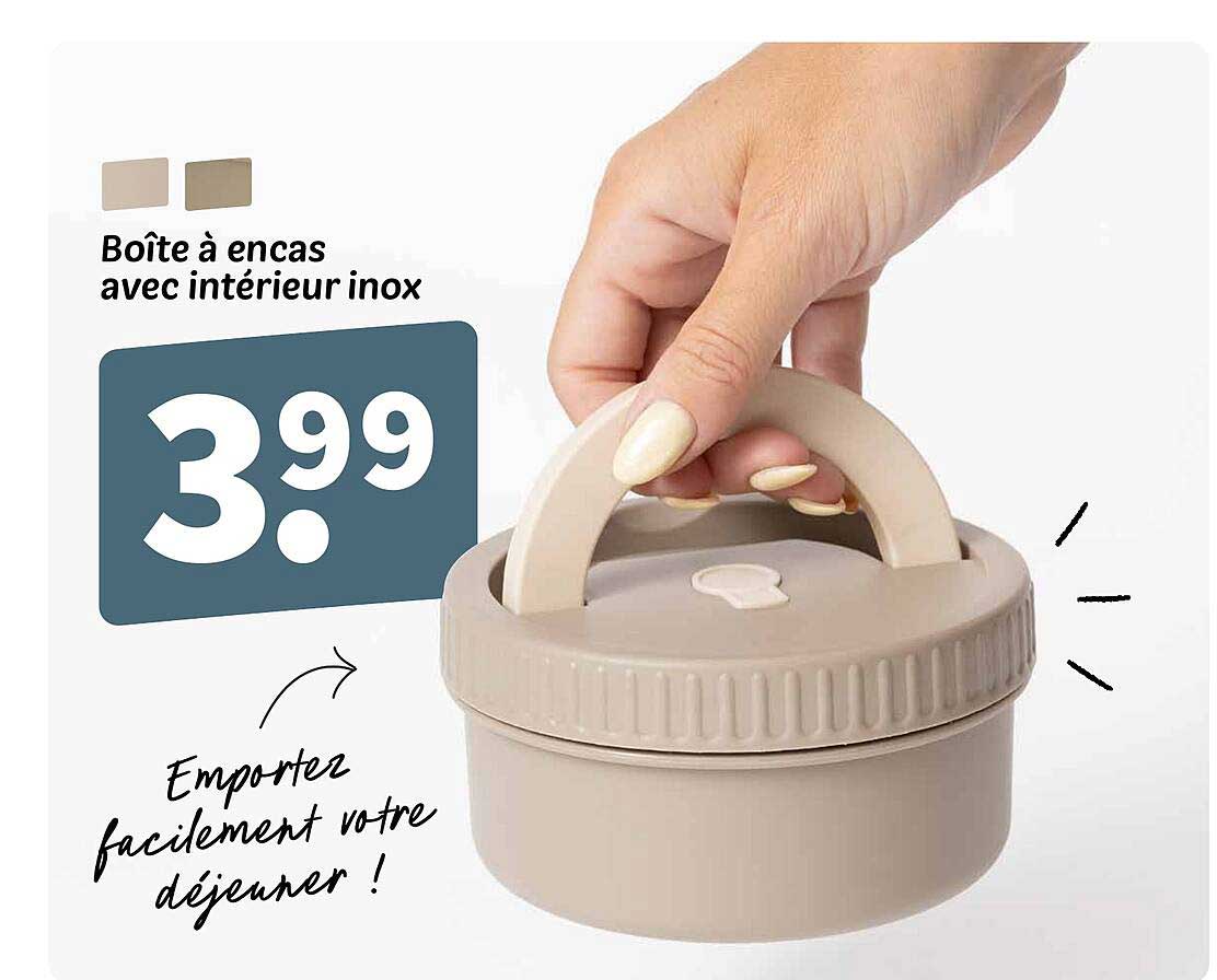 Boîte à encas avec intérieur inox