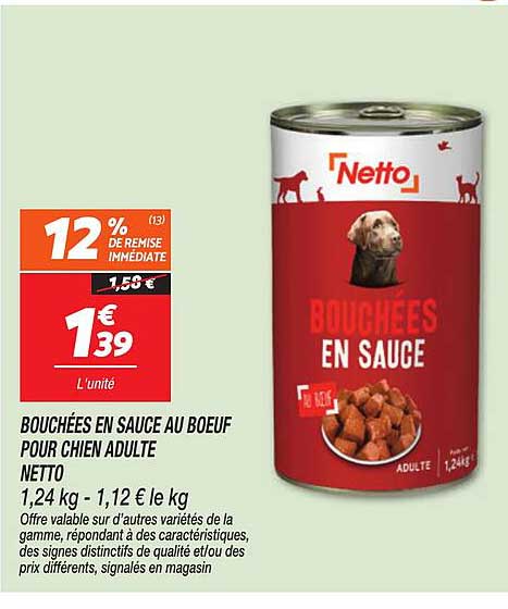 BOUCHÉES EN SAUCE AU BOEUF POUR CHIEN ADULTE NETTO