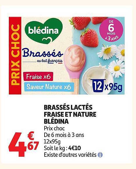 BRASSÉS LACTÉS FRAISE ET NATURE BLÉDINA
