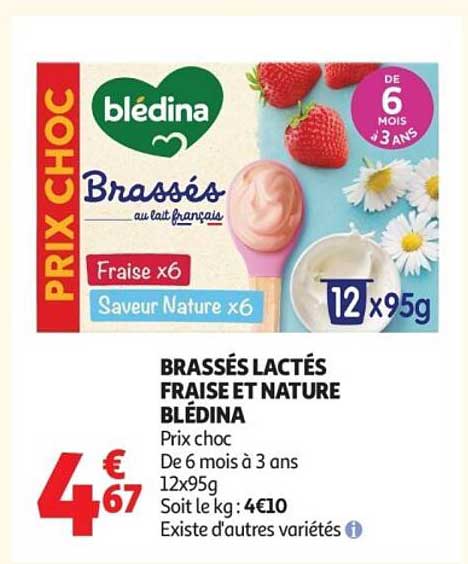 BRASSÉS LACTÉS FRAISE ET NATURE BLÉDINA