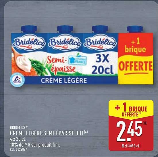 BRIDÉLICE CRÈME LÉGÈRE SEMI-ÉPAISSE UHT