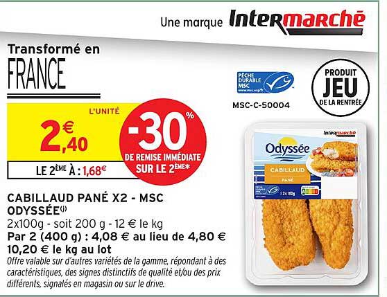 CABILLAUD PANÉ X2 - MSC ODYSSÉE