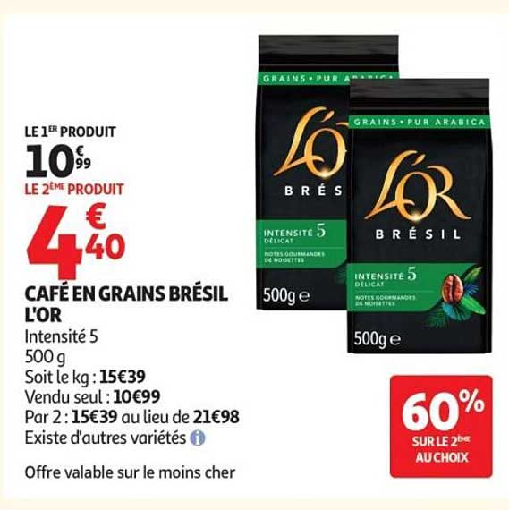 CAFÉ EN GRAINS BRÉSIL L'OR