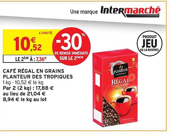 CAFÉ RÉGAL EN GRAINS PLANTEUR DES TROPIQUES