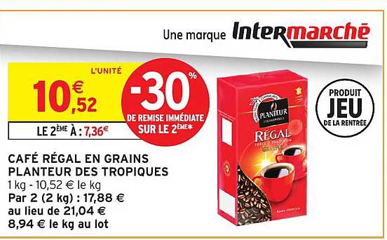 CAFÉ RÉGAL EN GRAINS PLANTEUR DES TROPIQUES