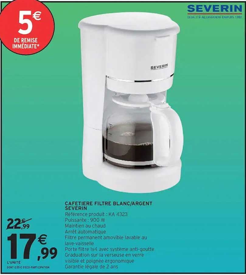 CAFETIERE FILTRE BLANC/ARGENT SEVERIN