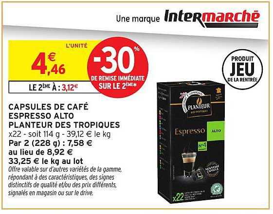 CAPSULES DE CAFÉ ESPRESSO ALTO PLANTEUR DES TROPIQUES