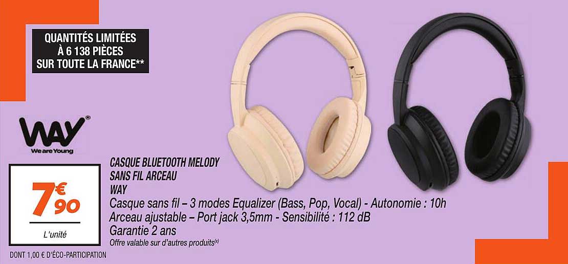 CASQUE BLUETOOTH MELODY SANS FIL ARCEAU WAY
