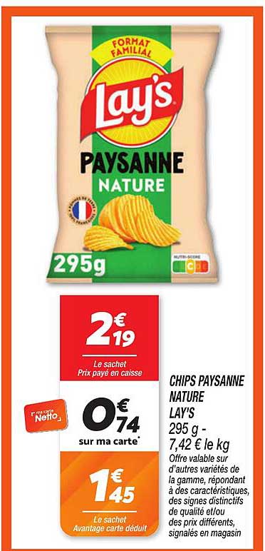 CHIPS PAYSANNE NATURE LAY'S 295 g