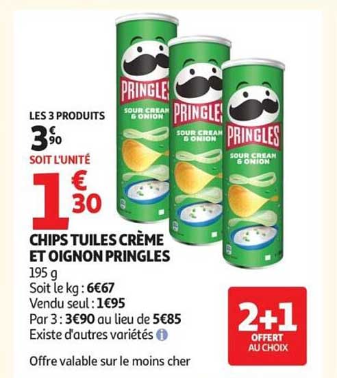 CHIPS TUILLES CRÈME ET OIGNON PRINGLES