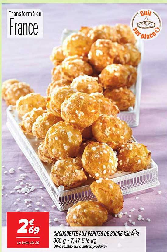 CHOUQUETTE AUX PÉPITES DE SUCRE X30