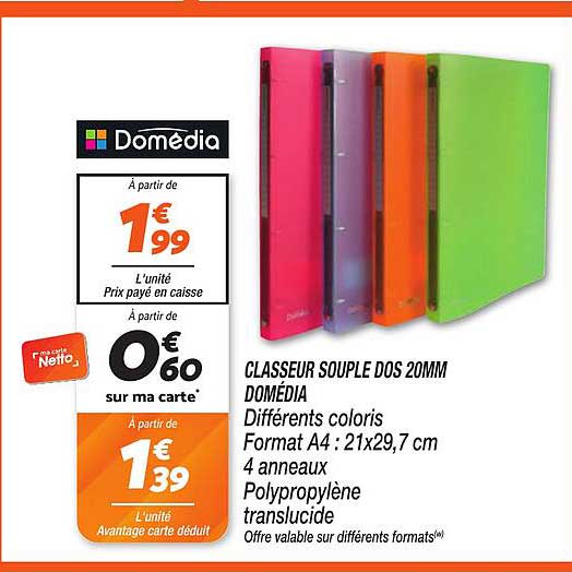 CLASSEUR SOUPLE DOS 20MM DOMÉDIA