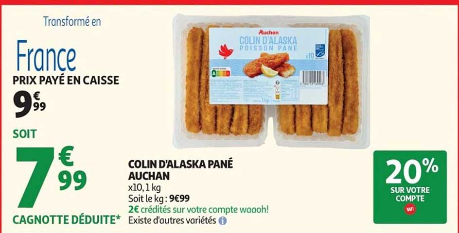 COLIN D'ALASKA PANÉ AUCHAN