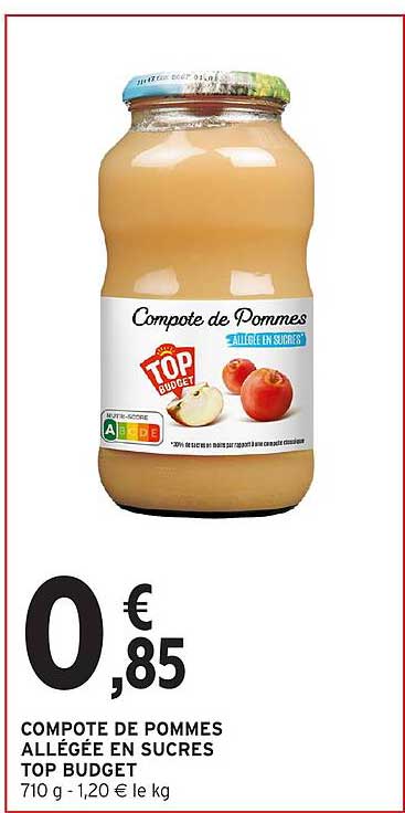 COMPOTE DE POMMES ALLÉGÉE EN SUCRES TOP BUDGET
