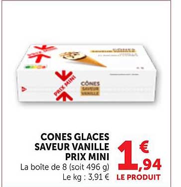 CONES GLACES SAVEUR VANILLE PRIX MINI