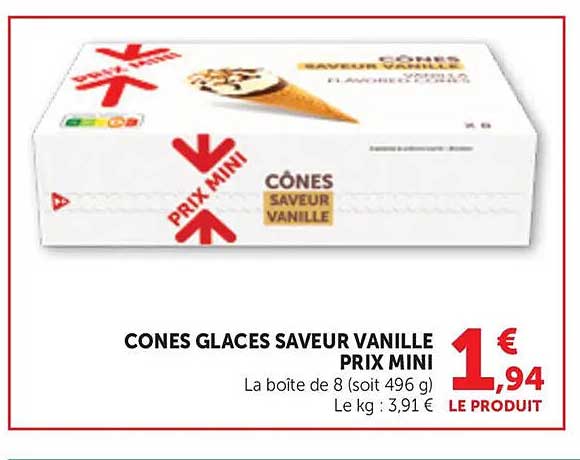 CONES GLACES SAVEUR VANILLE PRIX MINI