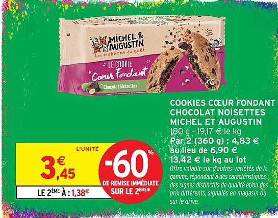 COOKIES CŒUR FONDANT CHOCOLAT NOISETTES MICHEL ET AUGUSTIN