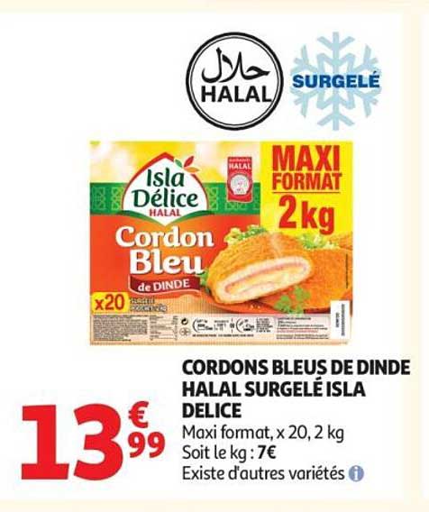 CORDONS BLEUS DE DINDE HALAL SURGELÉ ISLA DELICE