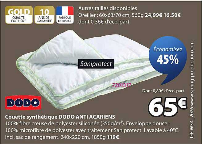 Couette synthétique DODO ANTI ACARIENS