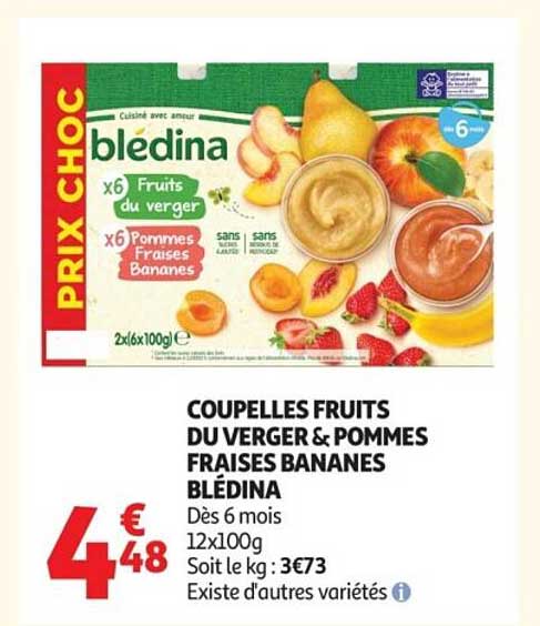 COUPELLES FRUITS DU VERGER & POMMES FRAISES BANANES BLÉDINA