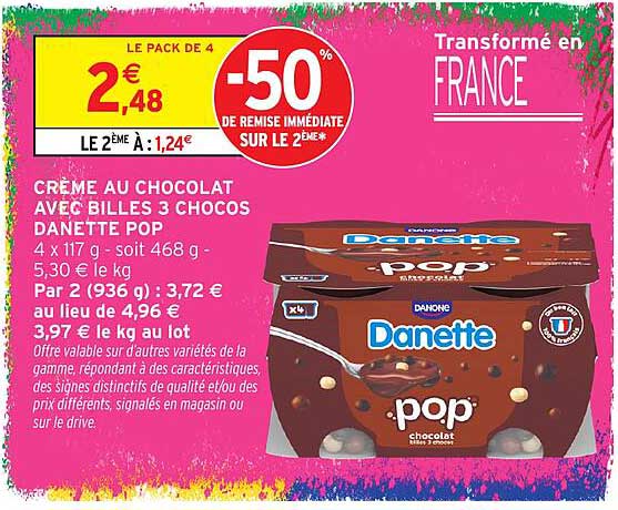 CRÈME AU CHOCOLAT AVEC BILLES 3 CHOCOS DANETTE POP