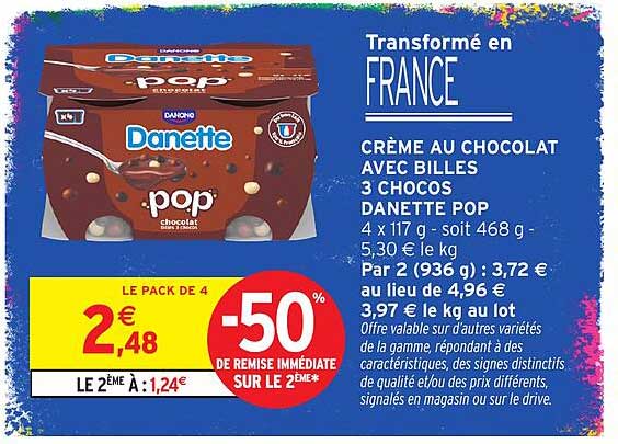 CRÈME AU CHOCOLAT AVEC BILLES 3 CHOCOS DANETTE POP