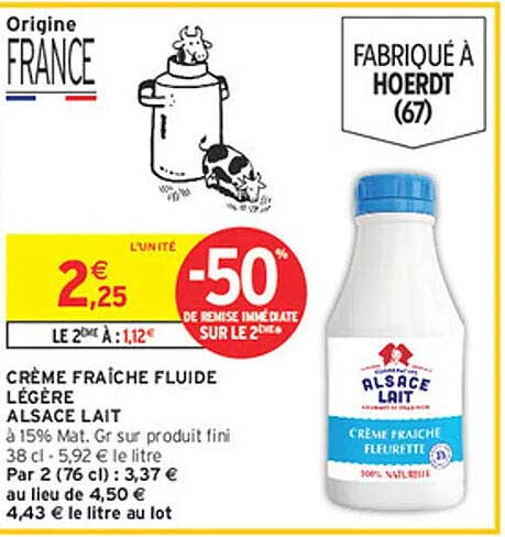CRÈME FRAÎCHE FLUIDE LÉGÈRE ALSACE LAIT