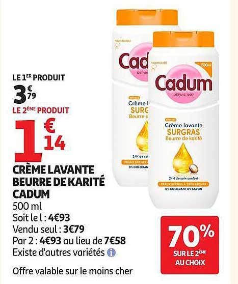 CRÈME LAVANTE BEURRE DE KARITÉ CADUM 500 ml