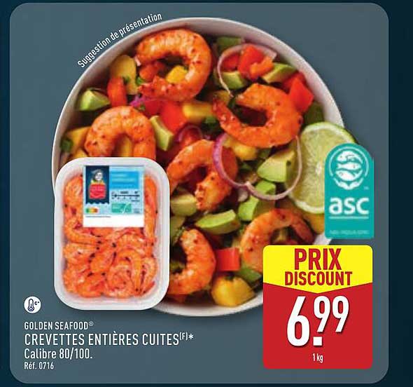 CREVETTES ENTIÈRES CUITES (F)*