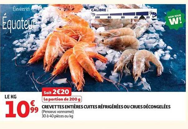 CREVETTES ENTIÈRES CUITES RÉFRIGÉRÉES OU CRUES DÉCONGELÉES