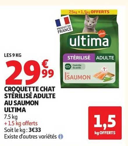 CROQUETTE CHAT STÉRILISÉ ADULTE AU SAUMON ULTIMA