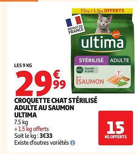 CROQUETTE CHAT STÉRILISÉ ADULTE AU SAUMON ULTIMA