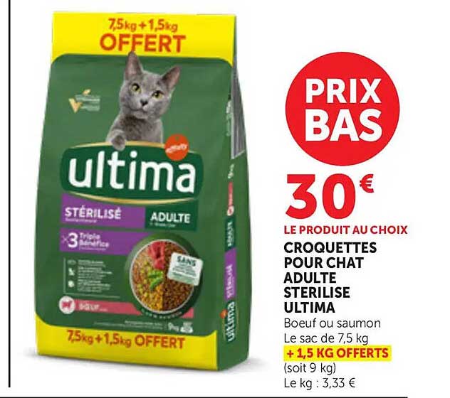CROQUETTES POUR CHAT ADULTE STERILISE ULTIMA