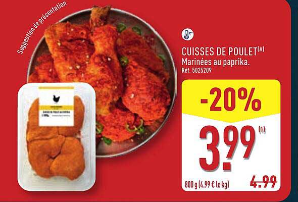 CUISSES DE POULET(A) Marinées au paprika. Réf. 5025209